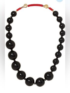 Roxanne Assoulin Very Big Black Graduated Semiprecious Stones Necklace NEW
